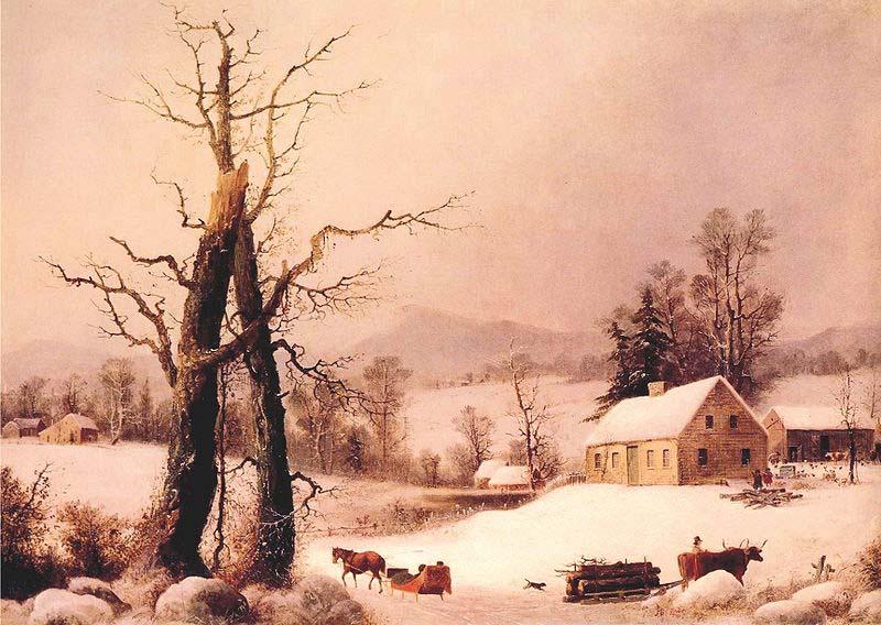 George Henry Durrie Winter Farmyard and Sleigh Germany oil painting art